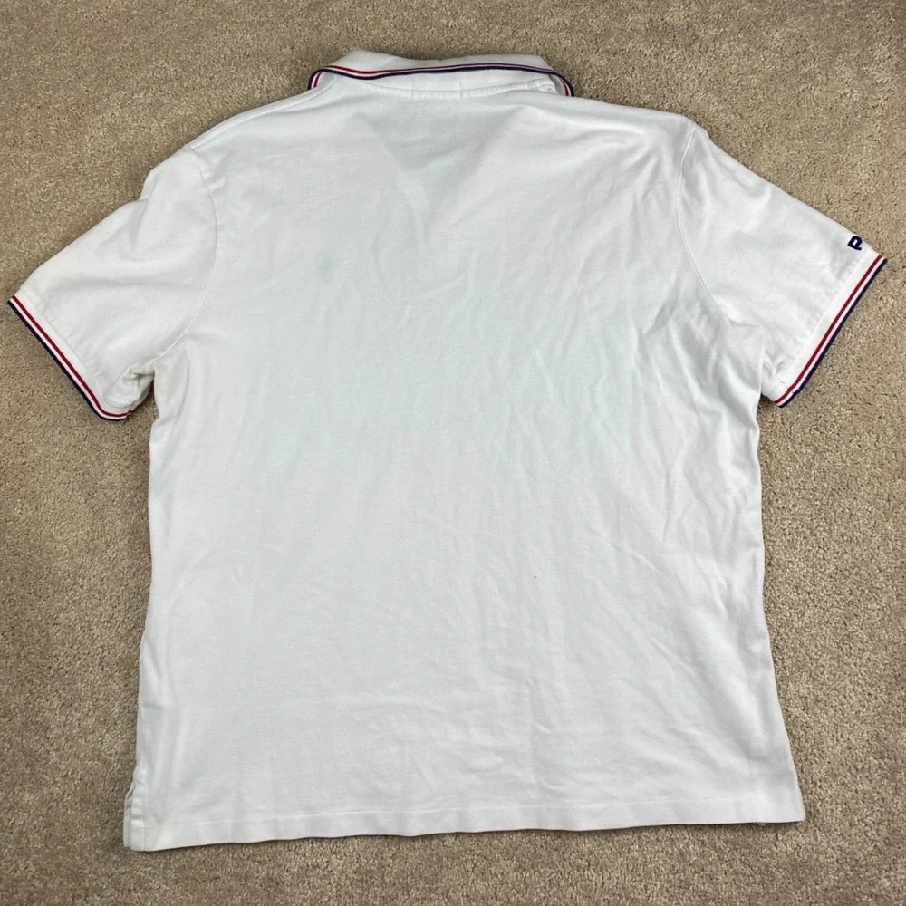 Polo Ralph‎ Lauren Mens White Classic Fit Pique Polo Shirt Large Red Blue Trim